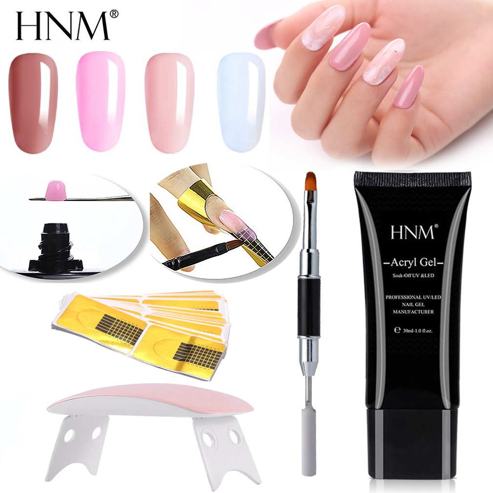 HNM 30ML UV Poly Gel Baumeister Nagel Acryl Gel Verlängerung Acryl Poligel Acrylgel Nagel Formen Aufkleber Stift Pinsel Für näGel Polieren Kunst