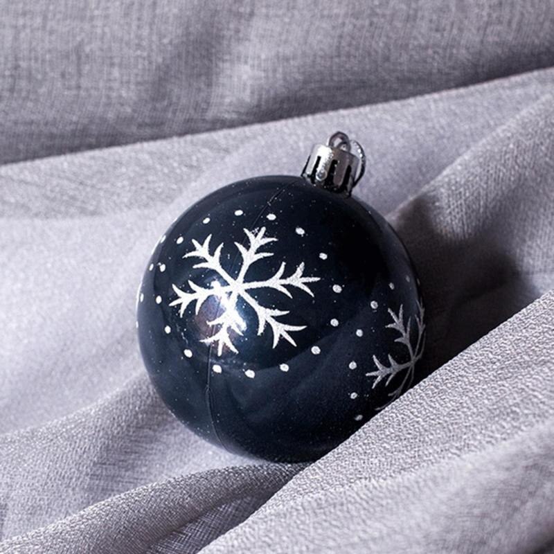 6pcs Black White Snowflake Christmas Ornaments Balls Christmas Tree Decor Ball Bauble Xmas Party Hanging Snowball for Home