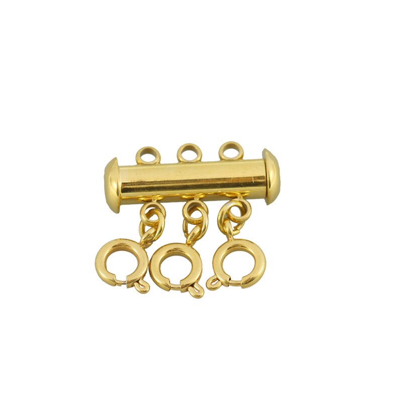 3 Sets/partij Multi Karabijn Gelaagdheid Streng Ketting Sluiting Connectors Voor Diy Maken Armband Sieraden Accessoires: Gold-3 holes