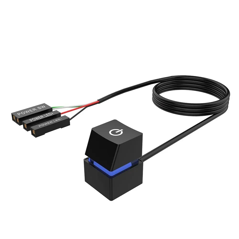 Computadora de escritorio externa, interruptor de botón de encendido, llave mecánica con Cable de 2M, 7 LED, encendido y apagado para el hogar, oficina, Internet y cafetería: Rojo