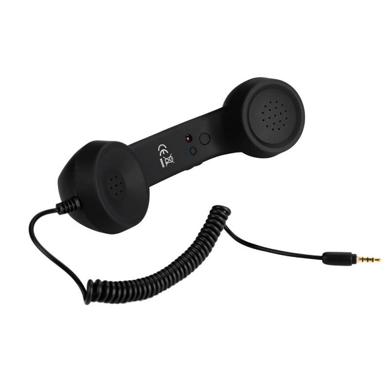 Retro Headset 3.5Mm Pop Telefoon Handset Comfort Telefoon Handset Mini Mic Speaker Telefoontje Ontvanger Voor Iphone Voor Samsung: Black