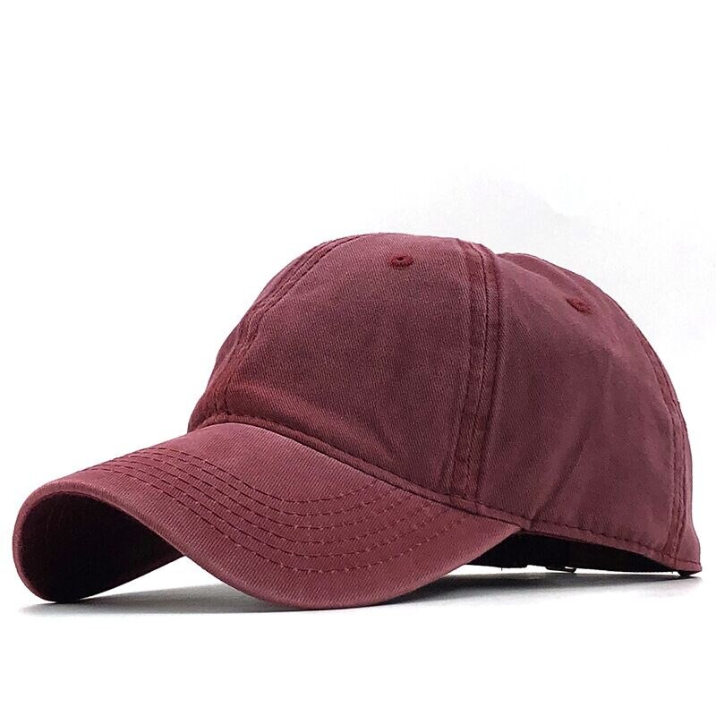 Simple Washed Cotton Adjustable Solid color Baseball Cap Unisex couple cap Leisure dad Hat fishing Snapback cap 17 Color: Red wine