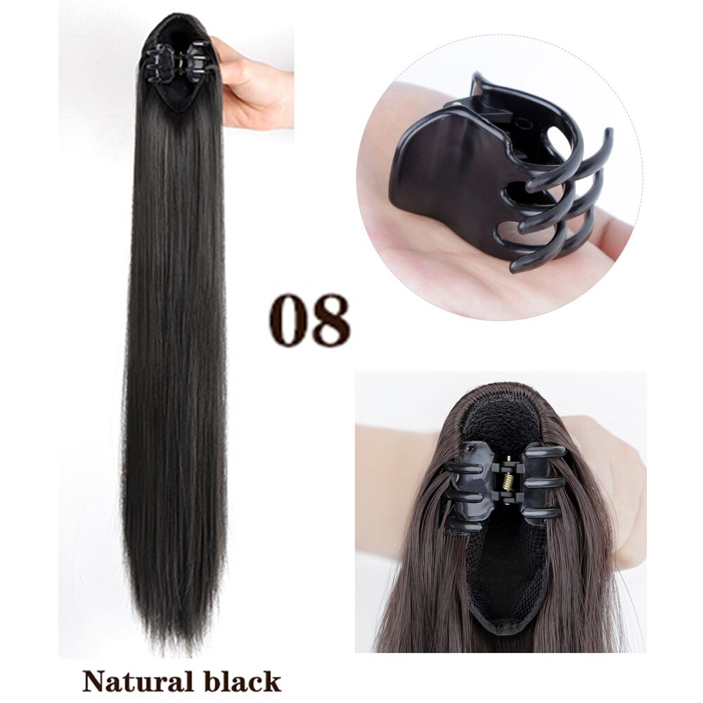 Horquilla sintética de Seda de alta temperatura mate para cola de caballo, coleta ondulada con agua, adorno de cabello natural, tocado: 08