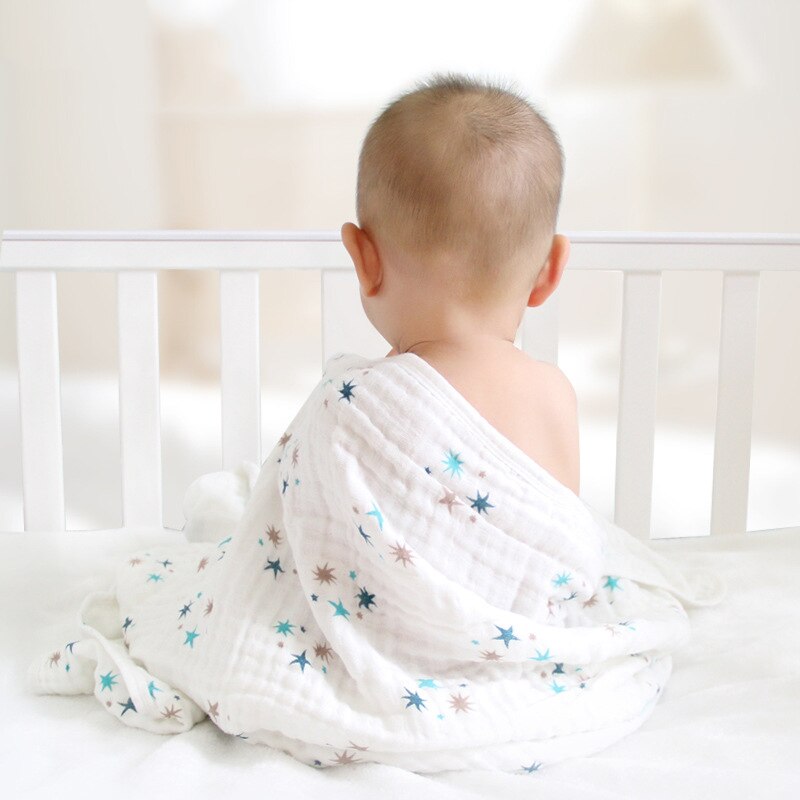 Andas stjärntryck muslin babyfilt baby småbarn utrustning babytillbehör säng