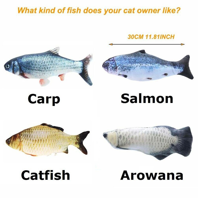 Cat Fish Toy Interactive Pet Cat Toy Supplies Simulation Fish with Wagging Tail Usb Rechargeable Fish Toy for A Cat Fish Toys