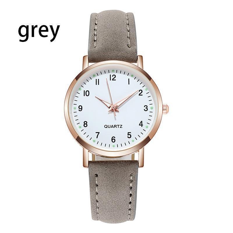 Ladies Diamond-studded Luminous Retro Female Watch Leather Belt Quartz Watch Women Simplicity Casual Decoration Wristwatches: grey