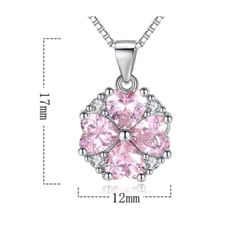 NEHZY S925 Stamp Silver Women&#39;s Jewelry Retro Simple Pink Crystal Zircon Pendant Necklace Long 45CM