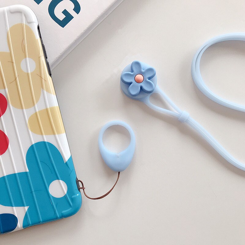 Cute Flower Mobile Phone Straps Rope Cartoon Strap Neck Lanyards Hand Strap For Phone Case Long Rope Lariat For Name Card Chain: Blue ( long )