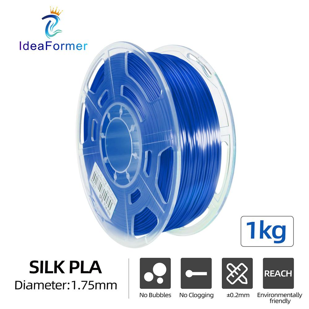 Ideaformer 1.75Mm Pla Zijde-Pla Filament 1Kg Transparante Spool Multi-Coloured Verbruiksartikelen 3D Plastic Printing Materialen filamento.: Silk PLA-Blue