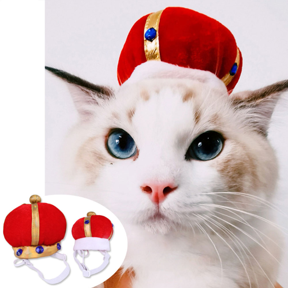Huisdier Kat Hoofddeksels Little King Queen Hoed Interessante Puppy Crown Cap Kostuum Hoed Jaar Party Cosplay Accessoires