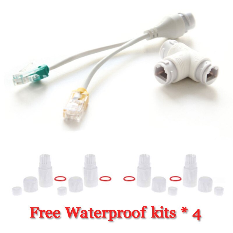 For security camera installation, POE splitter 2 in 1 network cable connector three-way RJ45 connector head