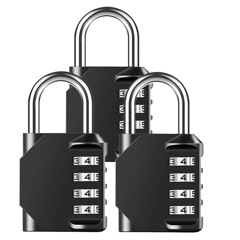3 Pack Combination Padlock Heavy Duty Lock Waterproof 4-Digit Combination Lock for School, Gym, Outdoor Shed Locker: Default Title