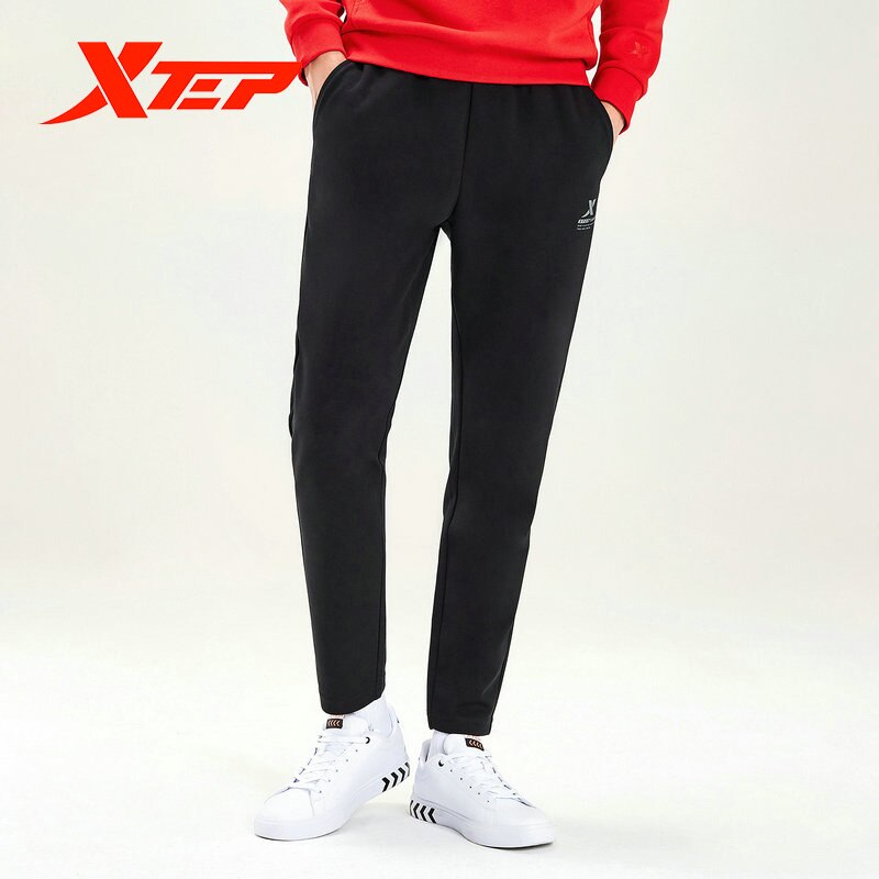 Xtep Mannen Sport Broek Winter Plus Fluwelen Comfortabel Ademend Losse Gebreide Broek Casual Mannen Broek Eenvoudige 881329639236