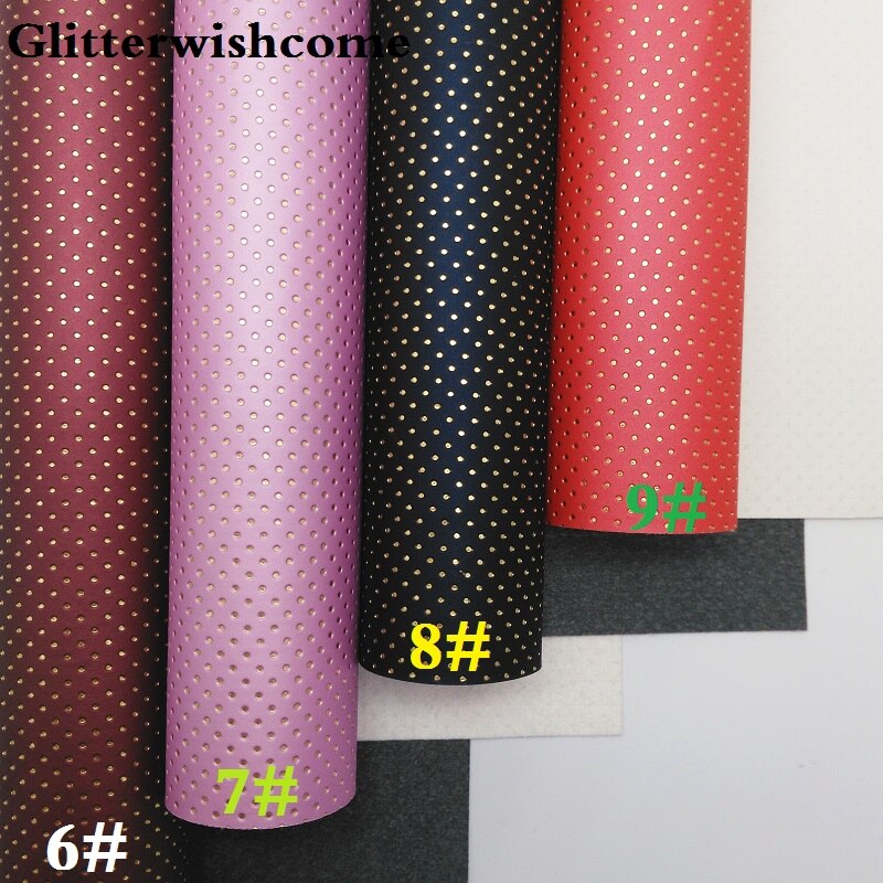 Glitterwishcome 21X29CM A4 tamaño de cuero sintético puntos en alto relieve Tela de cuero de vinilo para arcos GM063A