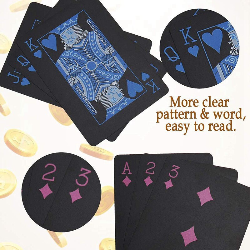 Top 2 decks waterdichte pokerkaarten, plastic pvc speelkaarten met doos, perfect voor feestjes en spelletjes , 1 blauw  + 1 rood