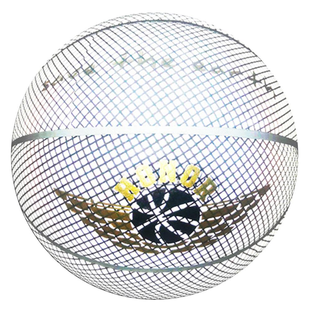 9. ° tamaño estándar luminoso, goma de calle, baloncesto, reflectante, goma de PU, luminiscencia, luz brillante