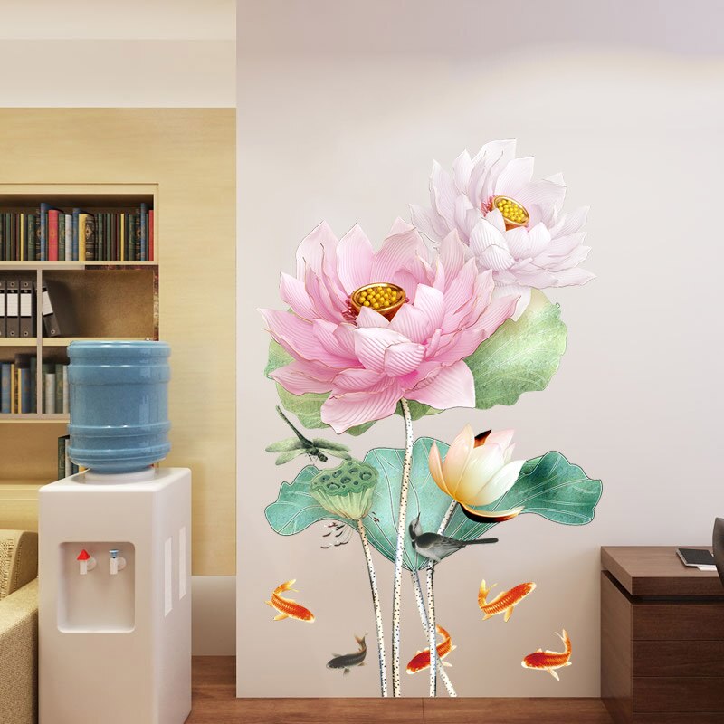 Lotus veggklistremerker 3d blomster tapet tenåring bad soverom stue dekor estetiske veggdekor wallstickers