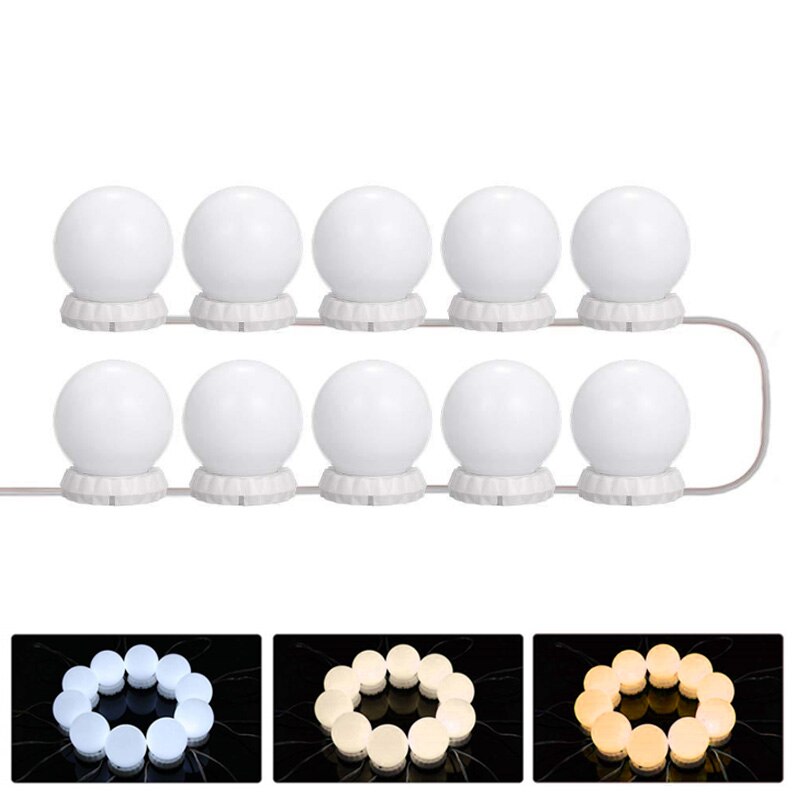 Makeup makeup spejl led lys pærer lampe sæt justerbar oplyste makeup spejle kosmetisk hollywood scene stor 10 pærer lampe