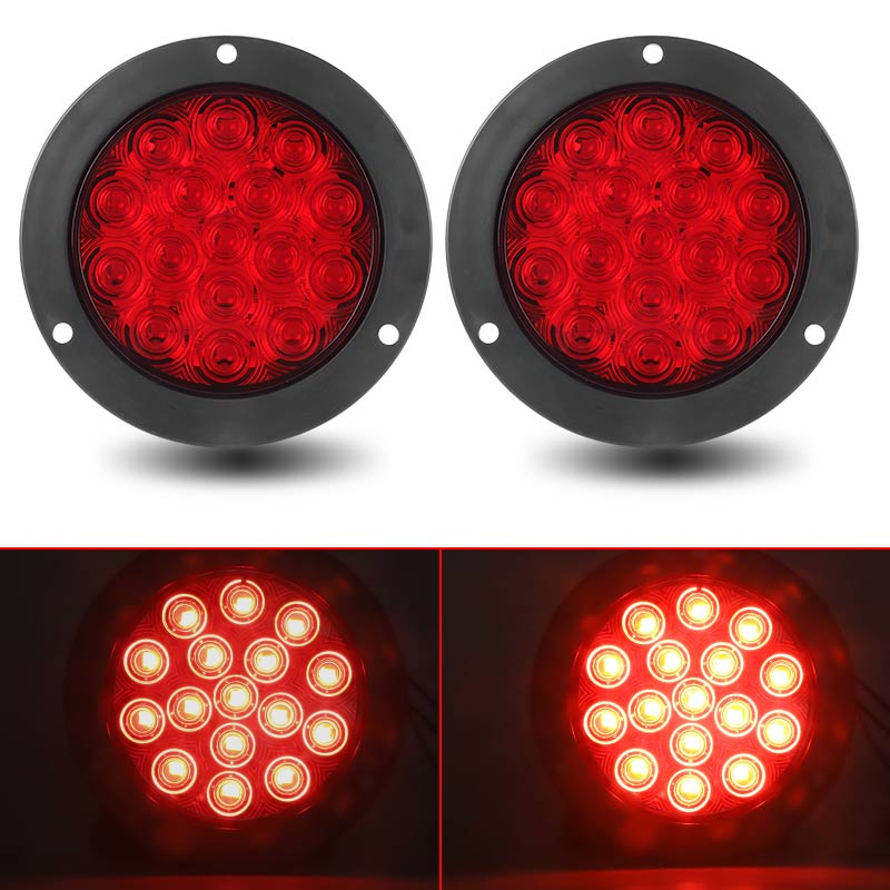 2 Stuks 4Inch Ronde Auto Led-achterlicht 16 Led Side Lights Tail Remlicht Lamp Voor Auto Truck caravan Trailer 4X4 Pickup 12V 24V