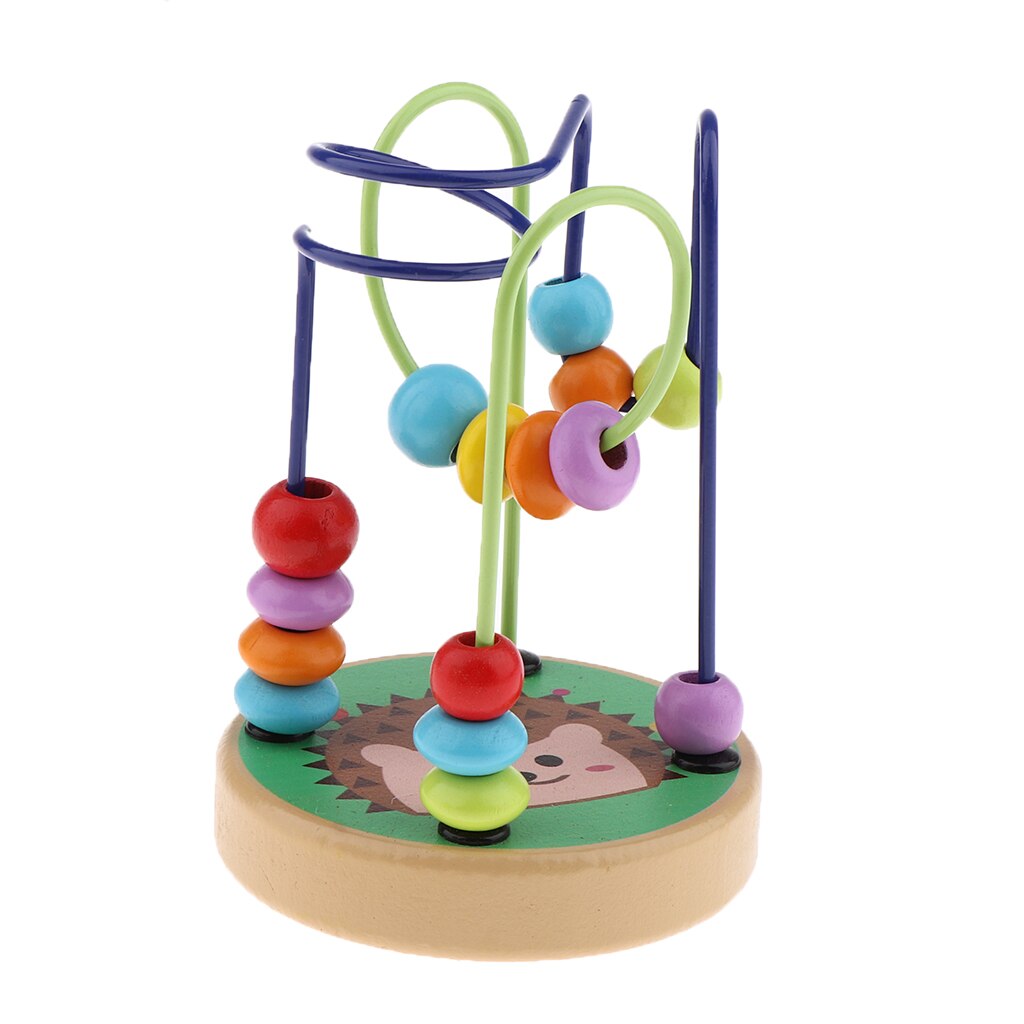 Farverige træperle labyrint rutsjebane aktivitet terning uddannelsesmæssig abacus perler cirkel legetøj til børn baby småbørn børn: Pindsvin