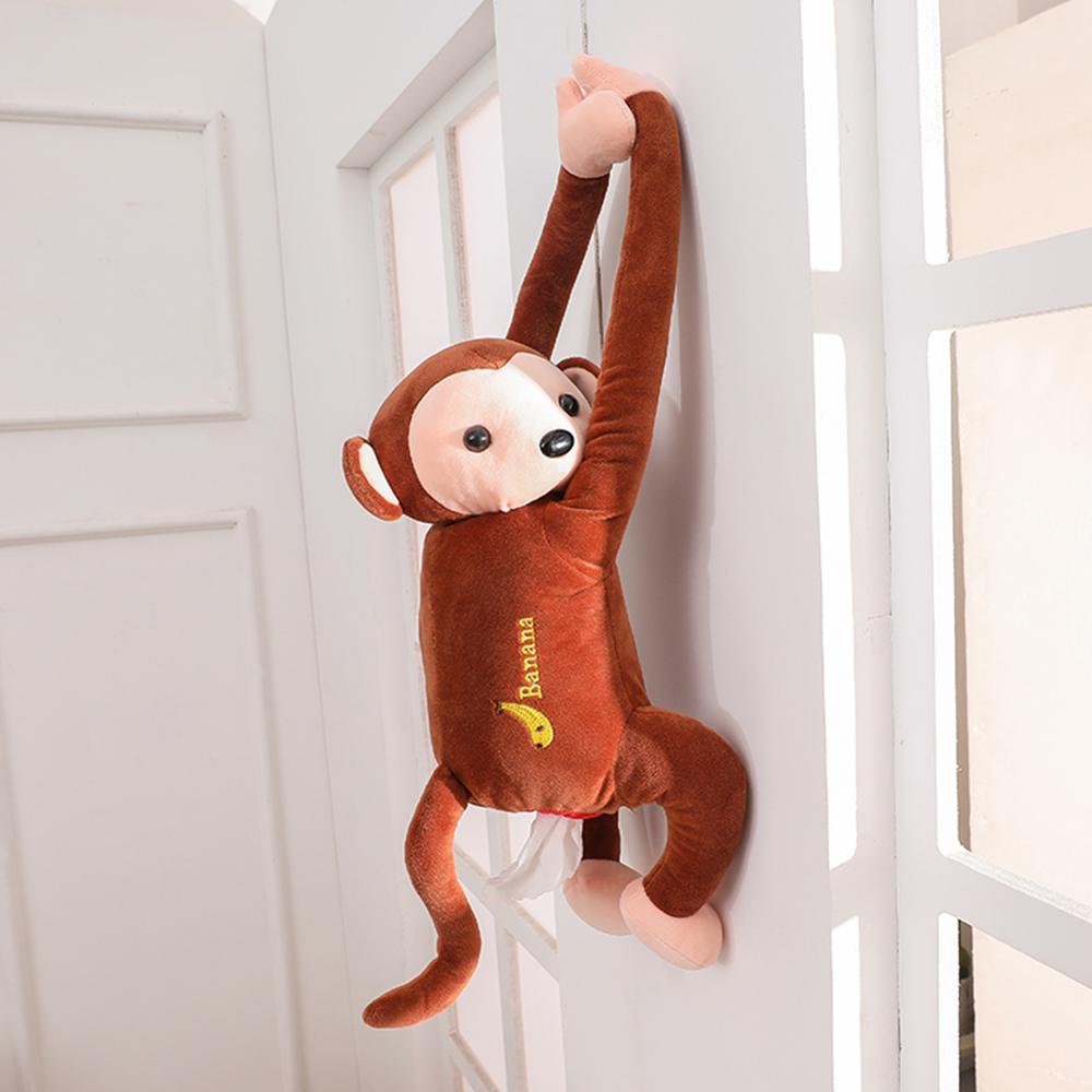 Lovely Portable Monkey Tissue Box Home Office Auto Automobile Car Tissue Box Cover Napkin Paper Holders Cases Car Organization