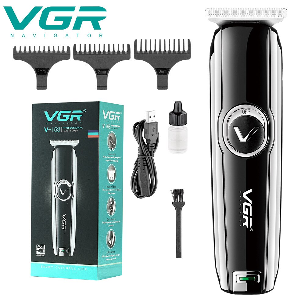 VGR Ciseaux Électriques Nouvelle Tondeuse À Cheveux 0 Tête De Coupe Tête D'huile Sculpture Ciseaux De Coiffeur Électrique USB V-168 Tondeuses Sans Fil: STANDARD