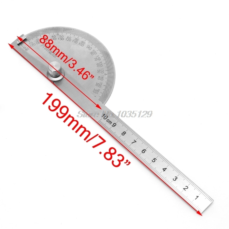 Stainless Steel Round Head 180 degree Protractor Angle Finder Rotary Measuring Ruler Machinist Tool Craftsman Digital Ruler