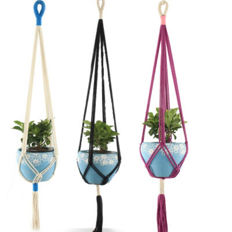 Verkoop 100% Vintage Handgemaakte Geknoopte Macrame Plant Hanger Haak Bloem/Pot Hanger Voor Wanddecoratie Countyard Tuin