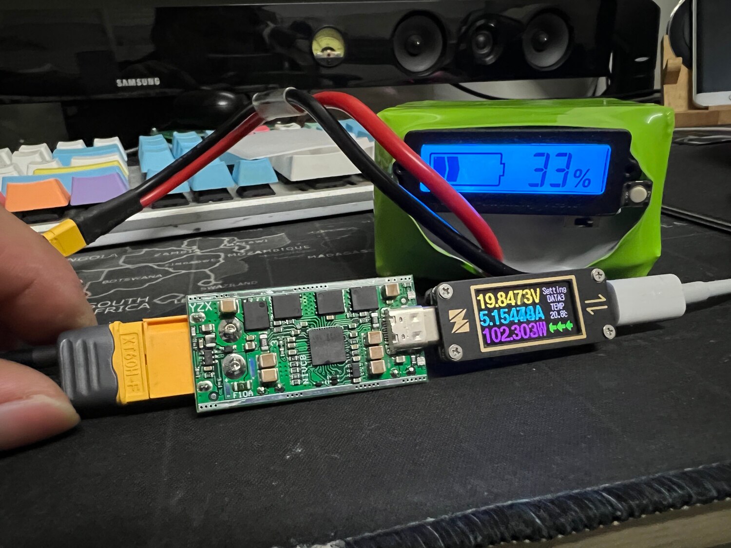 IP2368 100W bidirectional PD 3.0 Fast Charging module buck-boost fast Charge board 4S lithium battery XT60 to type-c interface