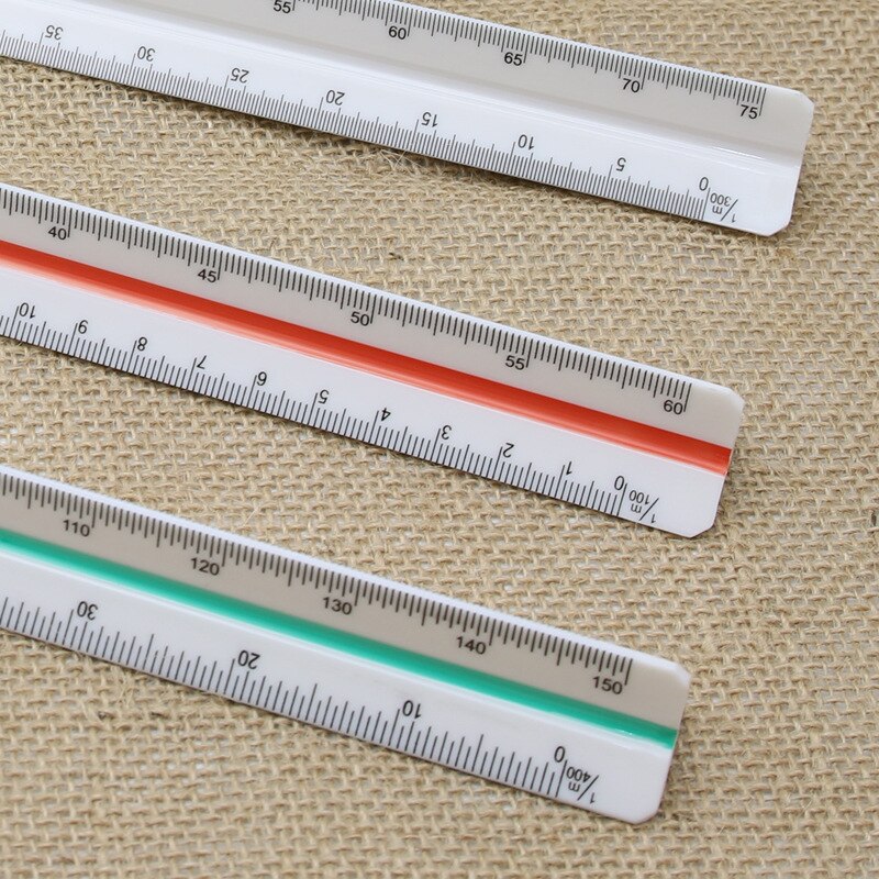30cm Triangular Scale Triangle Metric Scale Ruler 3 Sides Color Coded for Architect Engineer Technical Measuring Tool Plastic