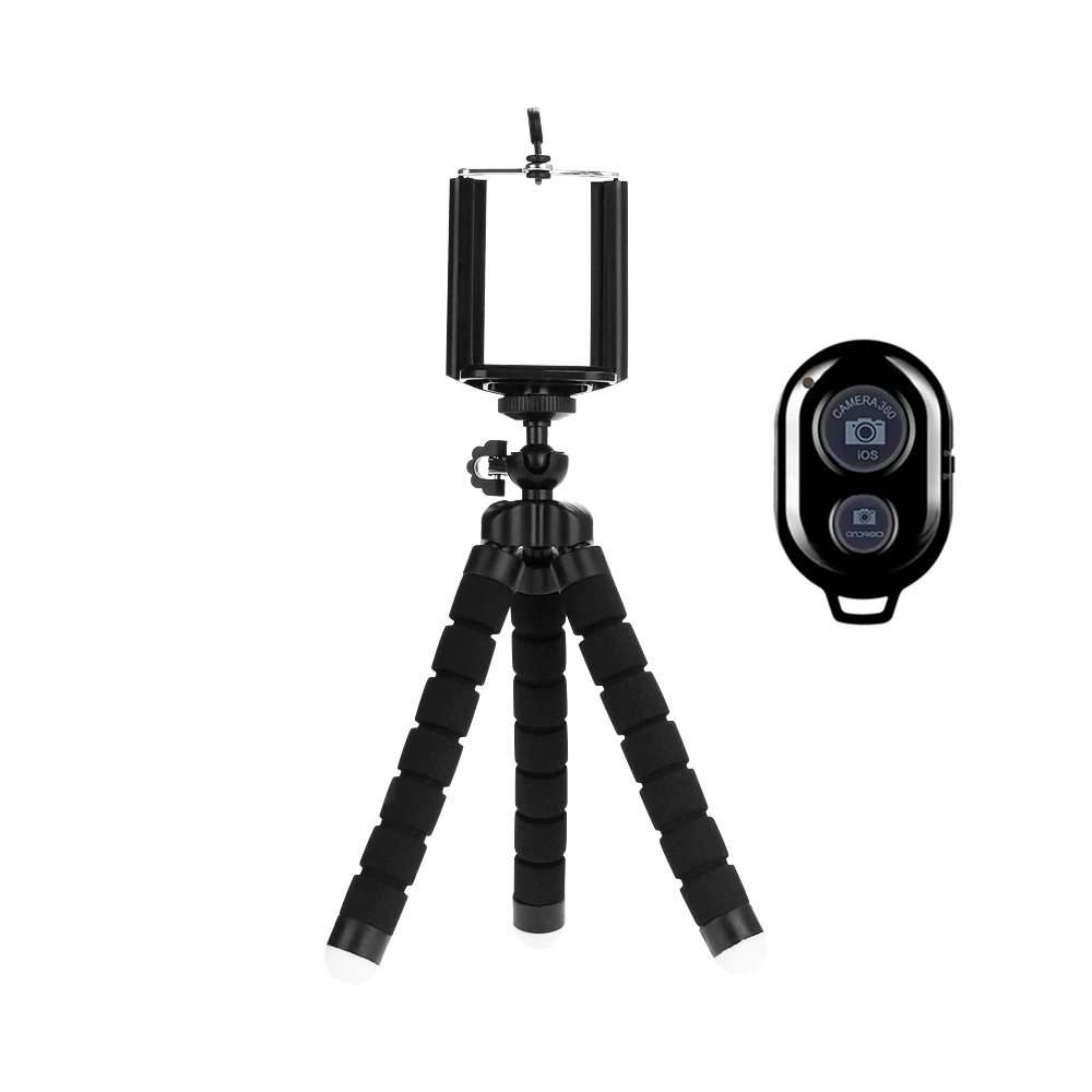 Trépied de téléphone Flexible et réglable, Mini support pour Smartphone, avec télécommande sans fil et Clip pour enregistrement vidéo/Vlogging/Selfie: Beige