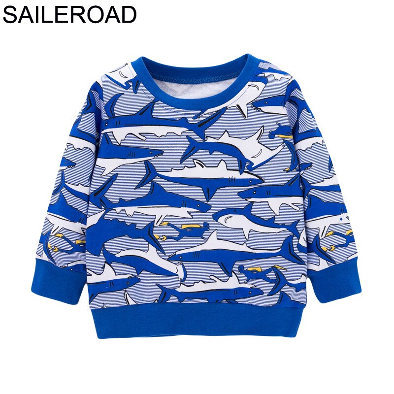 Sailroad små drenge sweatshirts bomuld børn efterårstøj til dyrehaj print børnetøj baby drenge hættetøj: 24m
