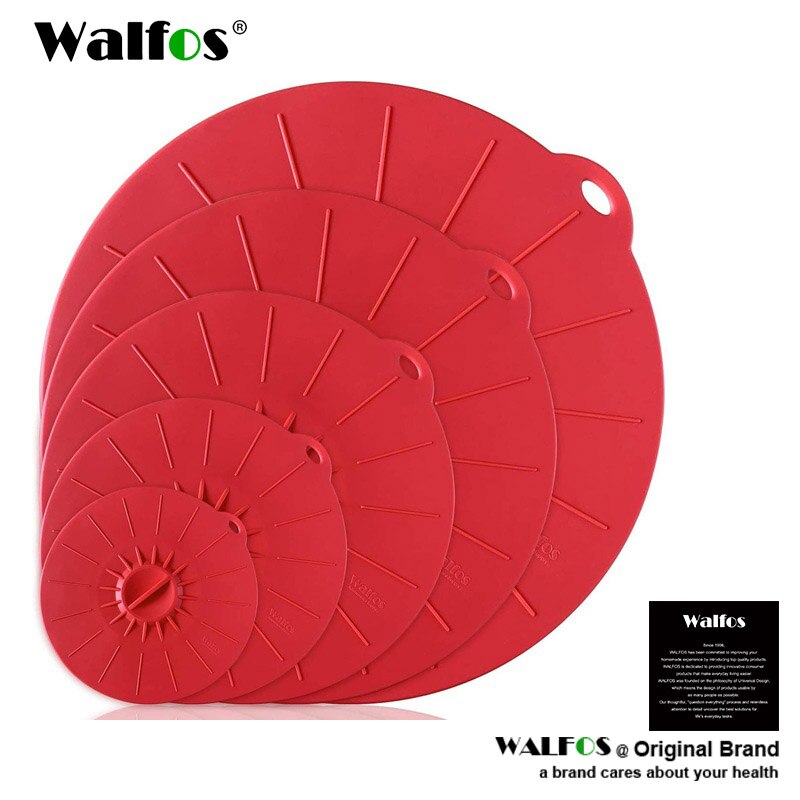 Utensílio de cozinha multifuncional walfos, utensílio de cozinha de silicone para cozinhar alimentos multiuso para micro-ondas: 5PCS Red