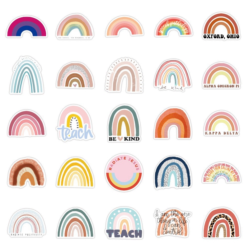 50 PCS adesivi arcobaleno colorati adesivi per Laptop adesivi ripetibili adesivi decorativi per Computer Scrapbooking fai-da-te