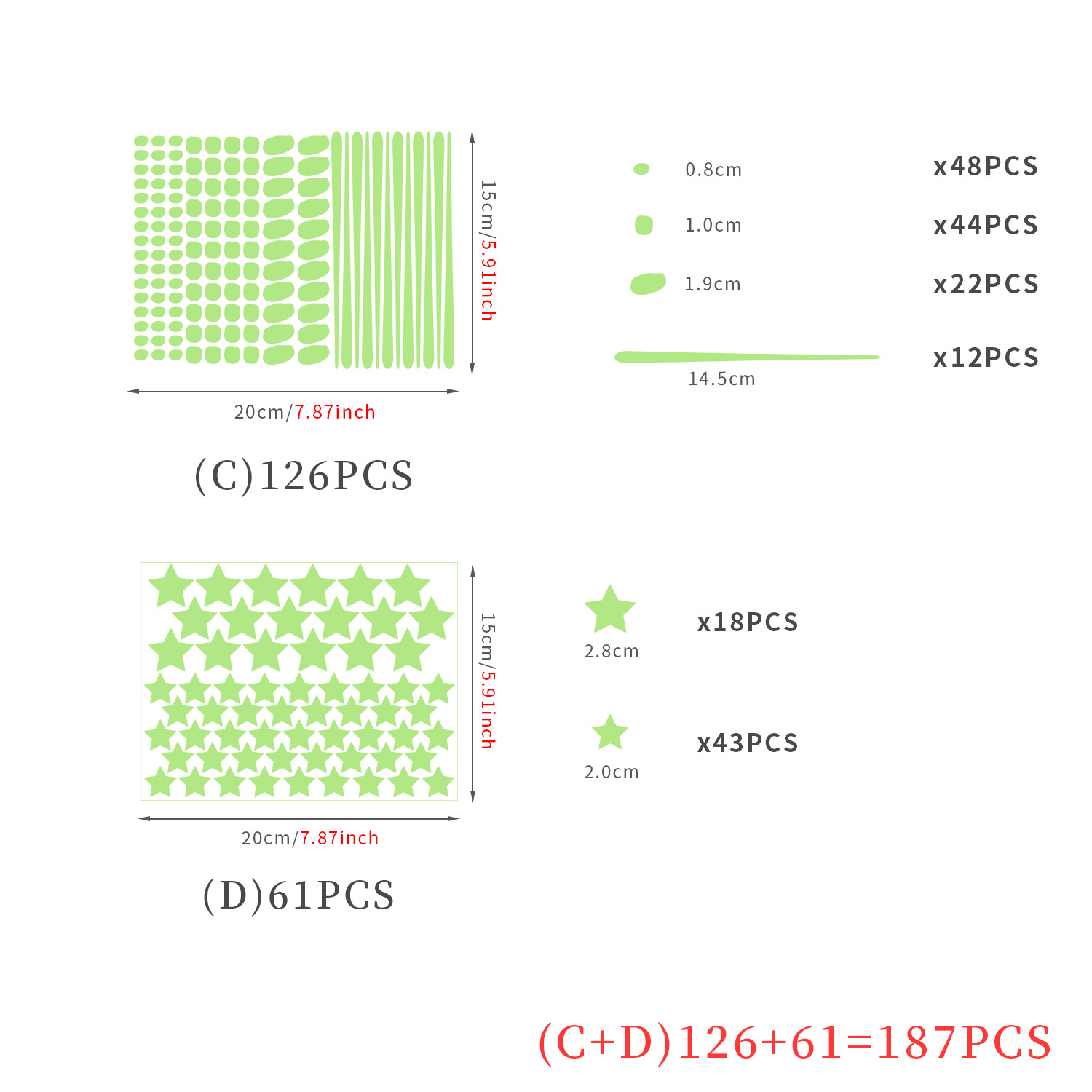 Cartoon Luminous Wall Stickers Home Decor Kawaii Moon Star Animal Wallpaper Kids Room Mural Nursery Poster Bedroom Decoration: Gs-03 set