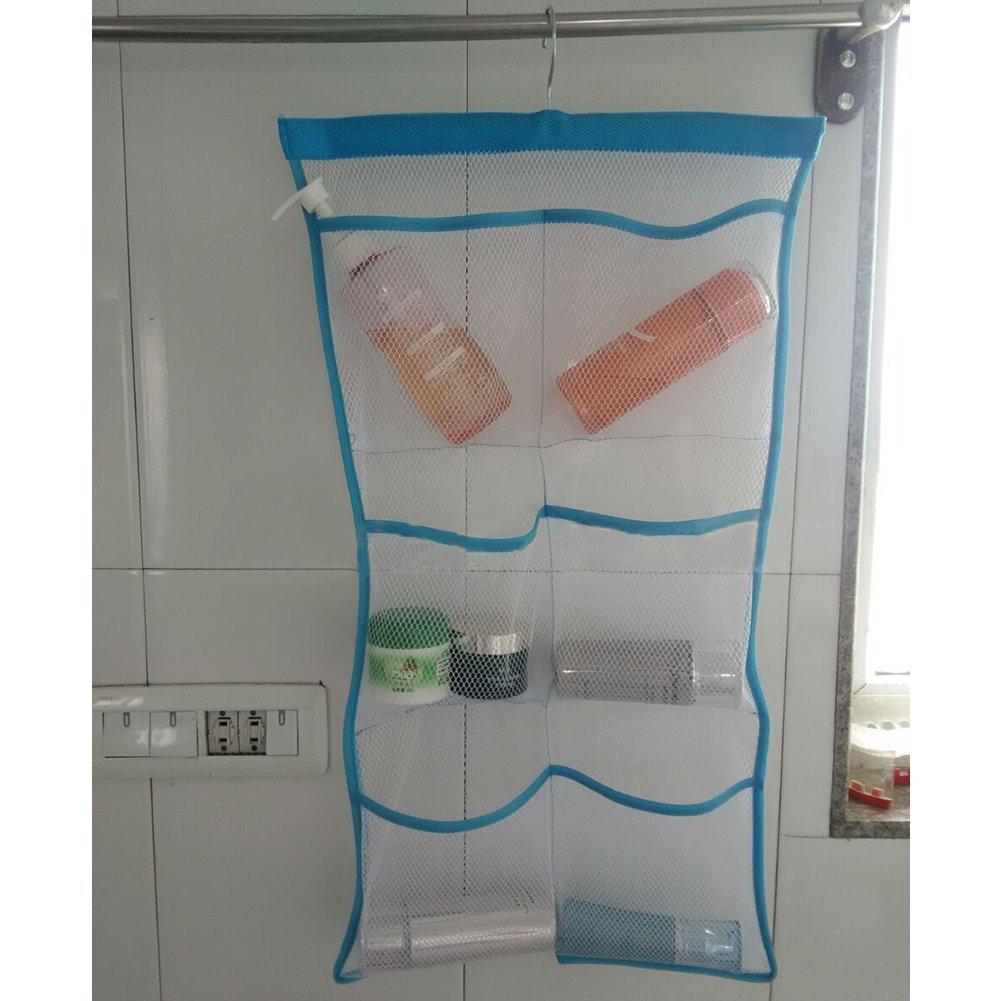 Bathroom hanging storage pockets Mesh Shower Caddy Space Saving Bathroom Accessories Quick Dry Bath Organizer with Single Hook