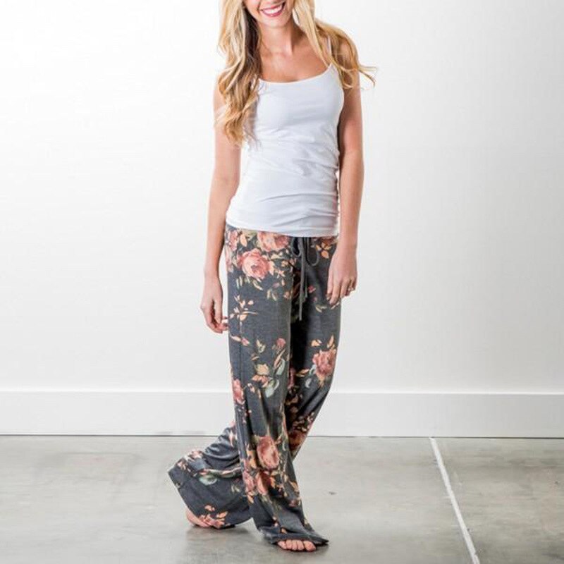 Tout pantalon d'entraînement ample pour femmes, imprimé Floral, décontracté, taille extensible, cordon de serrage, bas, grande taille