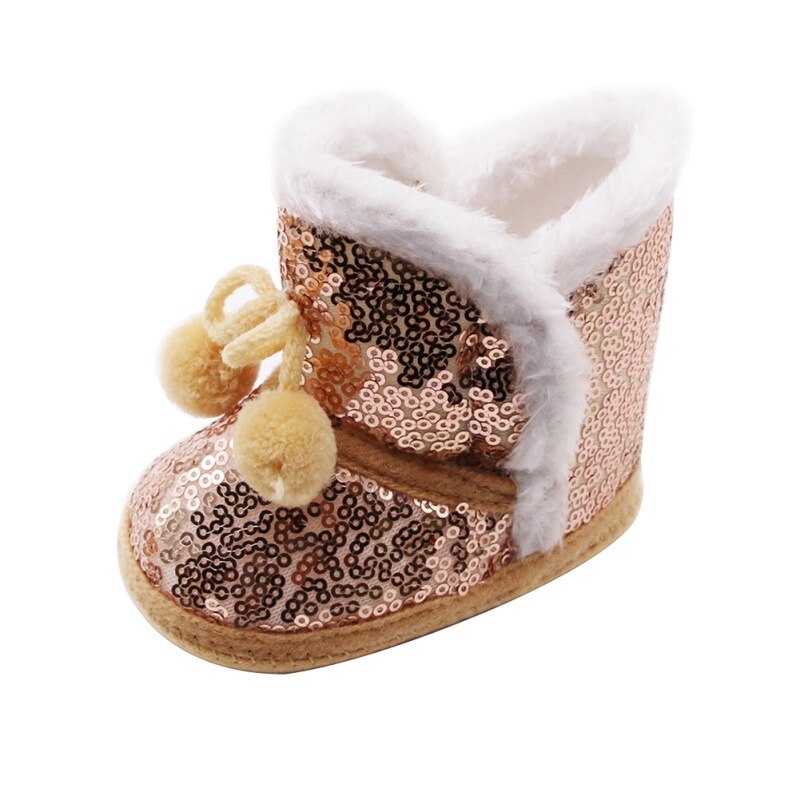 Winter Baby Boy Meisje Sequin Snowboots Met Pluche Bal Baby Anti-Slip Peuter Schoenen Pasgeboren Katoen Schoen Kinderen schoenen: 3 / s