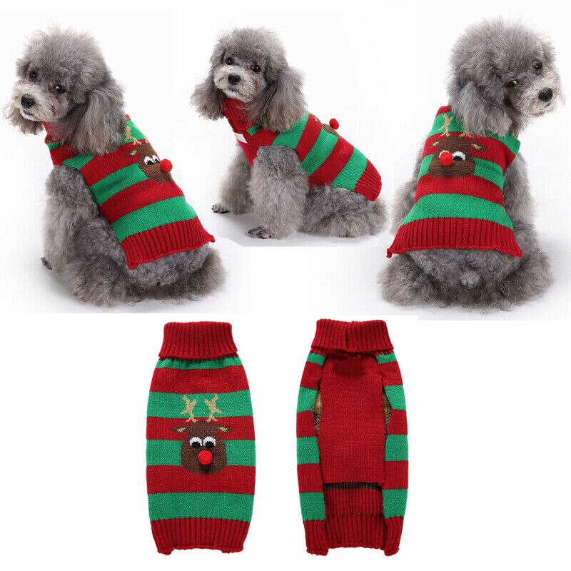 Vinter hund sweater tøj varm jule strikket sweater til små hunde kæledyr tøj frakke s-xxl