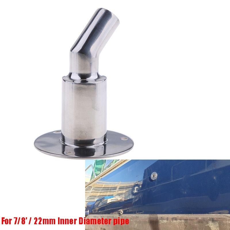 Boat 90 Degrees Through Hull Plumbing Fitting Stainless Steel for 7/8 inch 22mm Tubes Silver
