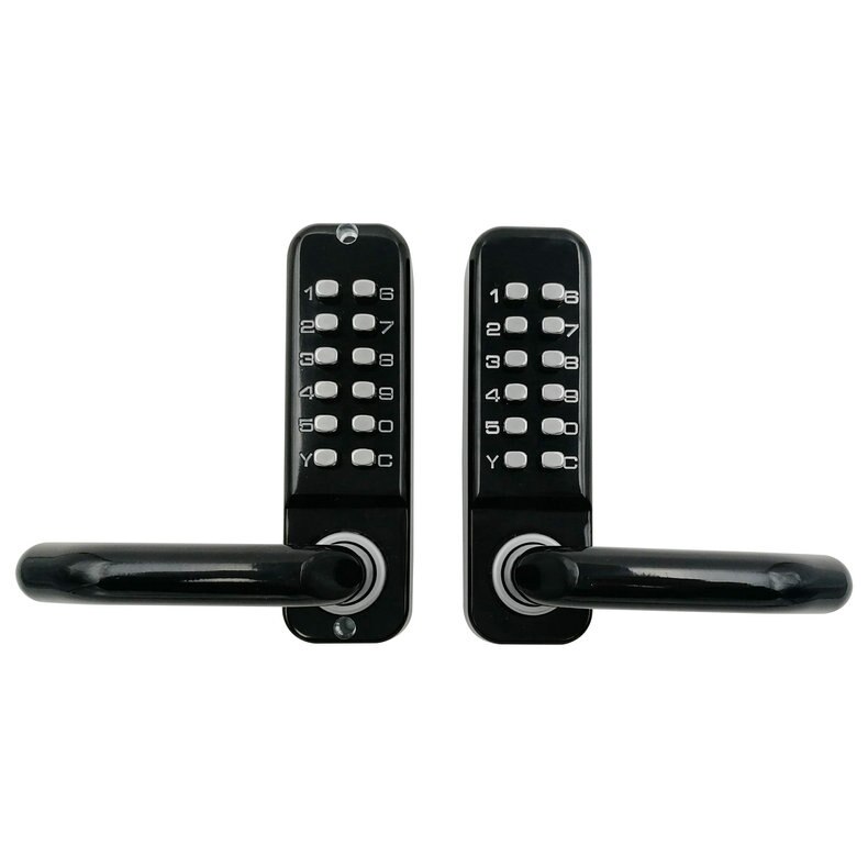 OSPON Double sided mechanical pushbutton keyless lever handle door lock OS209S: black