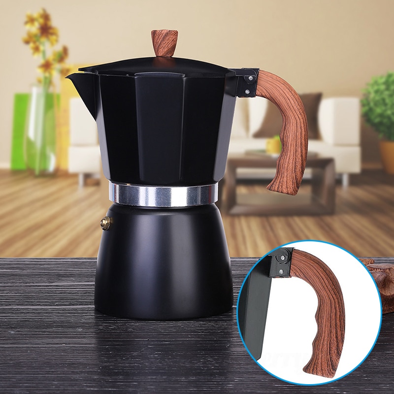 300 Ml Italiaanse Espresso Kachel Top Koffiezetapparaat Percolator Pot 6 Kopjes Zwarte Huishoudelijke En Keuken Accessoires