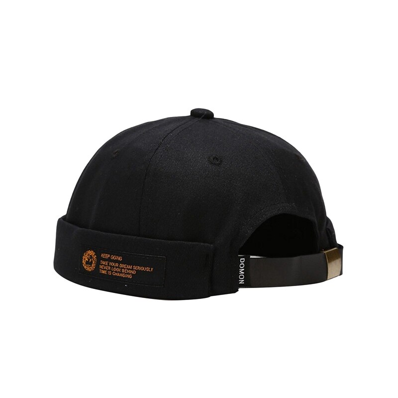 Justerbar retro sjømann caps hofte hopp hodeplagg menn uten brem lue lue menn bomull streetwear caps havnearbeider lastebil hodeplagg: Bk