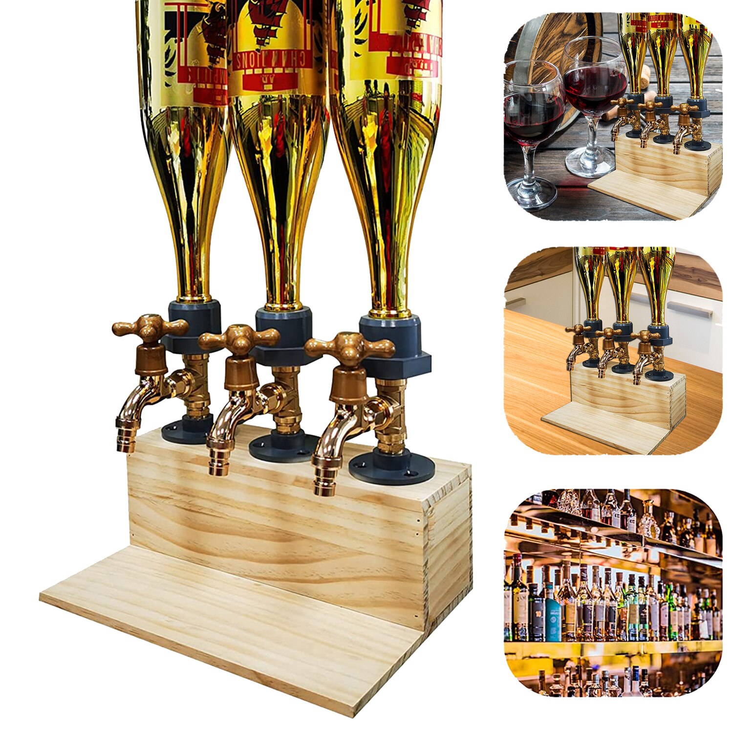 Distributeur de vin en forme de robinet en bois, distributeur d&#39;alcool, carafe à whisky et liqueur, support de robinet de bière, distributeur de Shot pour Bar de fête à domicile