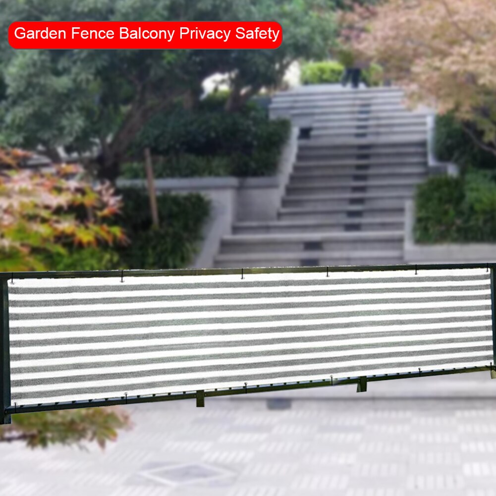 0.9x5m Backyard Pool Summer Balcony Privacy Windproof Sunshade Net Easy Clean Garden Fence Screen Mesh Home Decor Greenhouse: Grey White Stripe