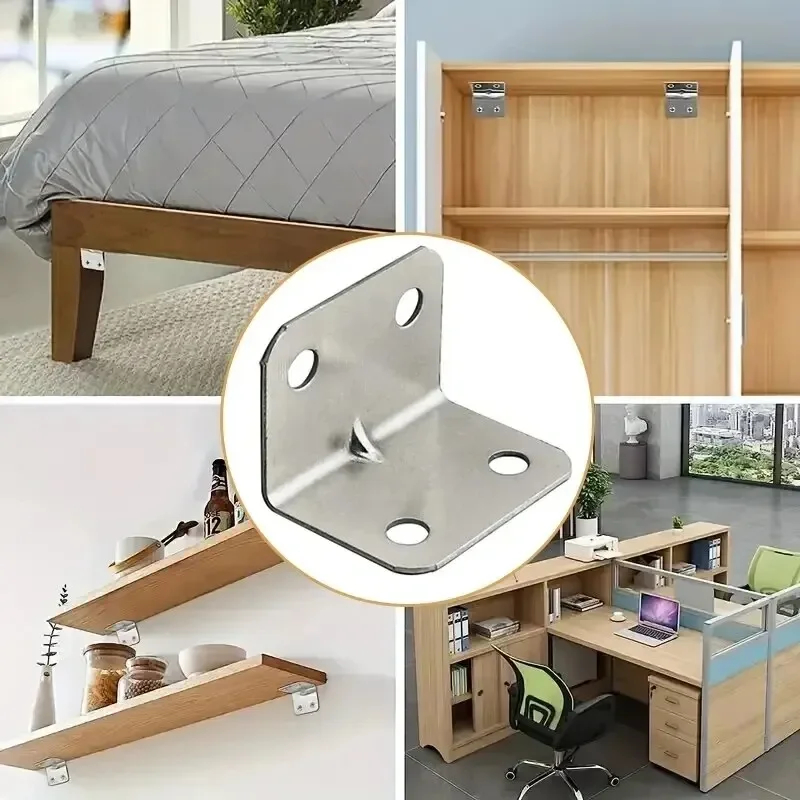Mesa de tablero de hierro en ángulo de 20 piezas, silla, gabinete, armario, conector fijo, soporte de placa de hierro en ángulo de 90 grados