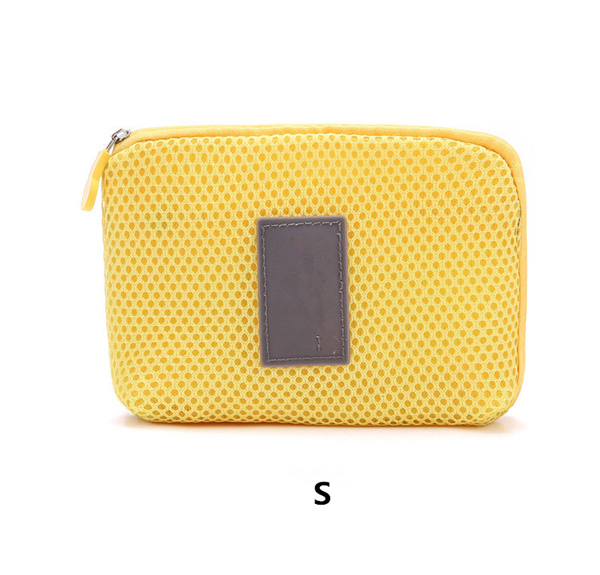 PURDORED 1 Pc Portable Solid Digital Storage Bag Travel Mini Earphone Cable USB Bag Earphone Devices Organizer Storage Wrap: yellow S