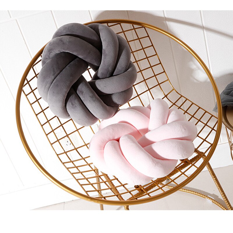 Almohada con nudos para decoración del hogar, cojín trasero hecho a mano de 30CM, suave, de felpa, para sofá y cama