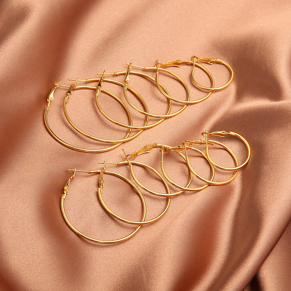 Boho Rose Gold Silber Farbe Kreis Hoop Ohrringe Sets für Frauen Mädchen Vintage Ohr Clip Hochzeit Schmuck