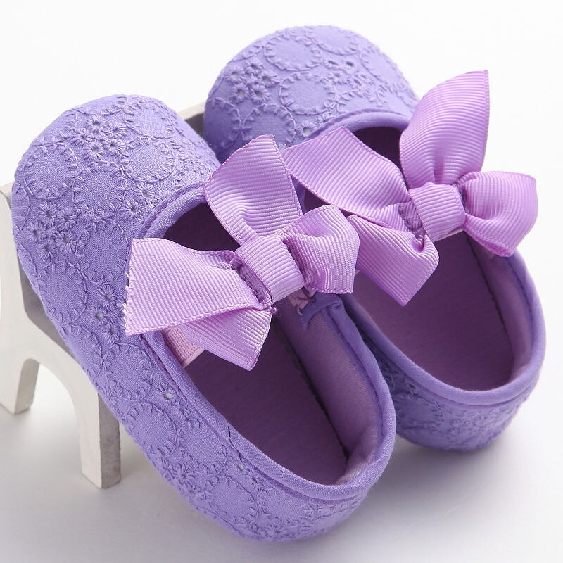 Cute Infant Baby Toddler Kids Girls Crib Shoes Bow Outdoor First Walkers Prewalker Baby Shoes 0-18M